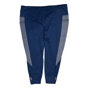 Plus Size XXL Avia Blue Cove & Charcoal Colorblock Active Capri Leggings